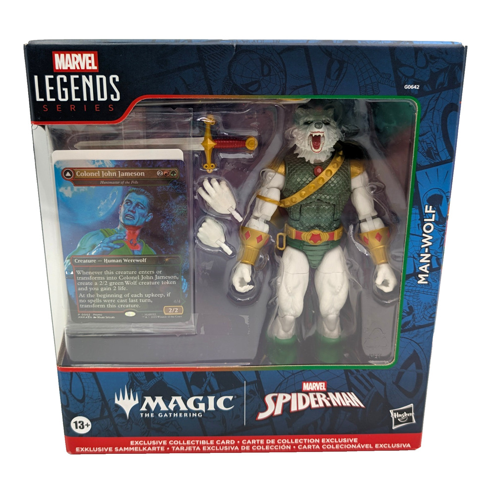 Magic The Gathering Marvel Legends Spider-Man Man-Wolf Action Figure Foil Card